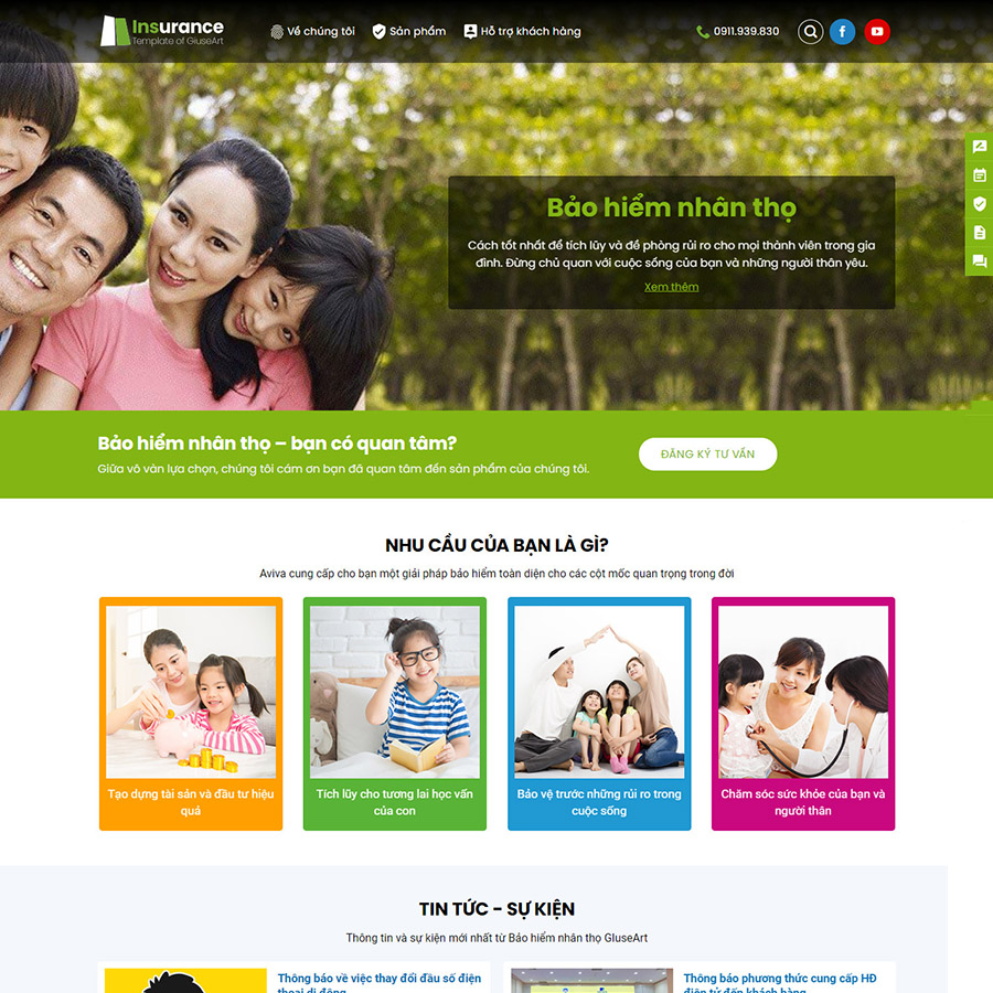 Thiết kế website dịch vụ bán bảo hiểm tại bắc ninh, bắc giang